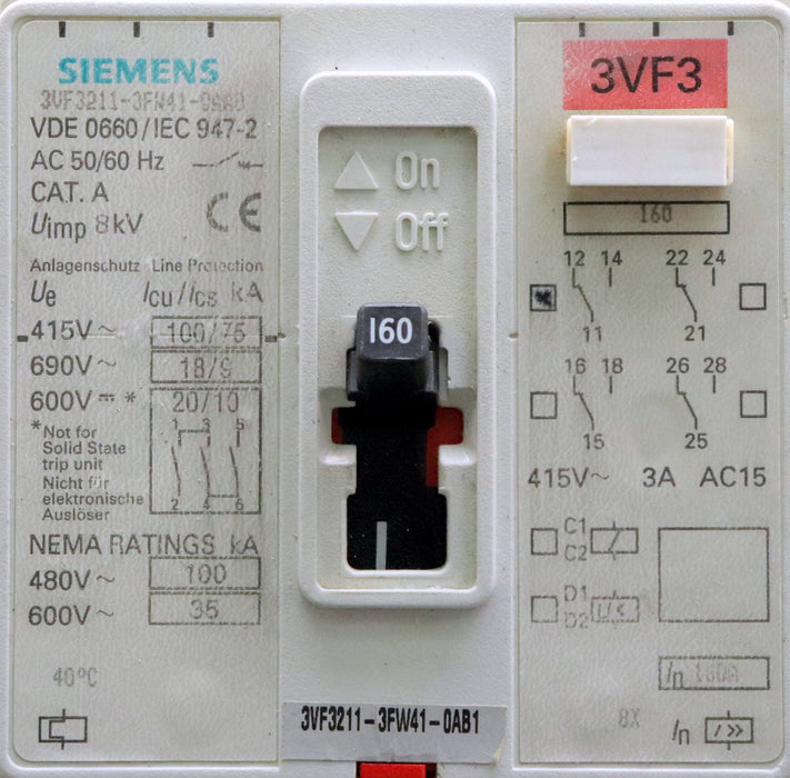 Bild des Artikels SIEMENS-Leistungsschalter-3VF3211-3VW41-0AB1-160A-Uimp-8kV-50/60Hz