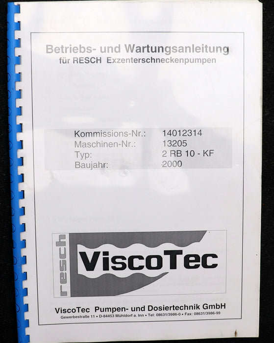 Bild des Artikels RESCH-VISCOTEC-Exzenterschneckenpumpe-Typ:-2RB10KF-Gehäuse-Wst.:--1.4571