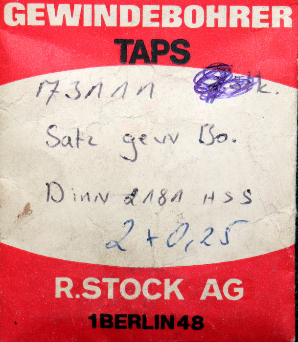 Bild des Artikels STOCK-Maschinen-Gewindebohrer-M2x0,25-Regelgewinde-nach-DIN-2181-Material-HSS