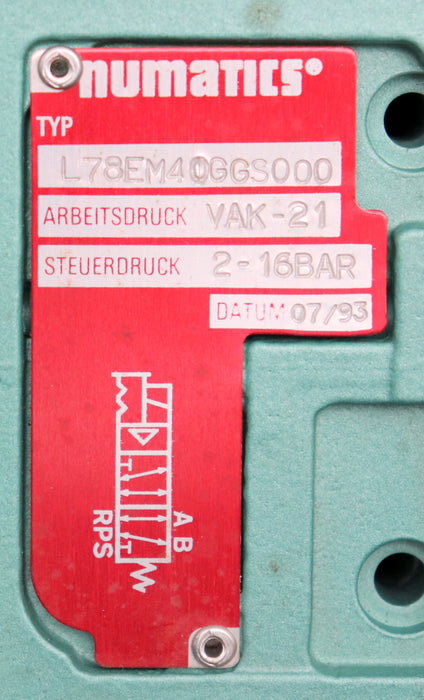 Bild des Artikels NUMATICS-5/2-Wege-Magnetventil-220VAC-Typ-L78EM4OGGS000-Arbeitsdruck-VAK-21