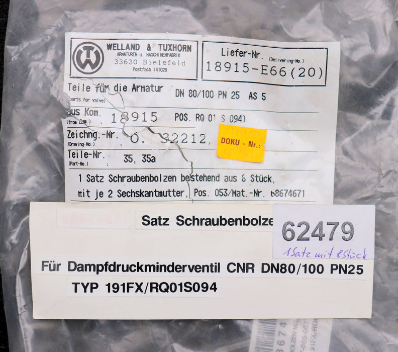 Bild des Artikels WELLAND&TUXHORN-1-Satz-Schraubenbolzen-mit-je-2-Sechskanntmuttern-Mat.-Nr.-68674671