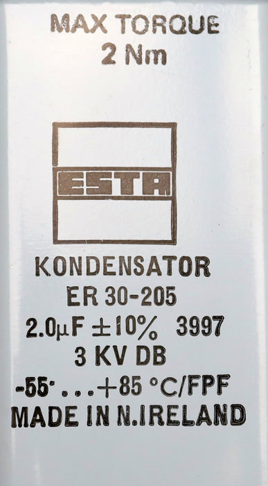 Bild des Artikels ESTA-Kondensator-ER-30-205-Max-Torque-2Nm-2,0µF-±-10%--55…+85°C/FPF-gebraucht