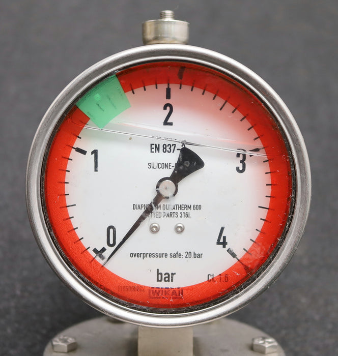 Bild des Artikels WIKA-Plattenfedermanometer-EN-837-3-0-4bar-senkrecht-Anschlussgewinde-G1/2“