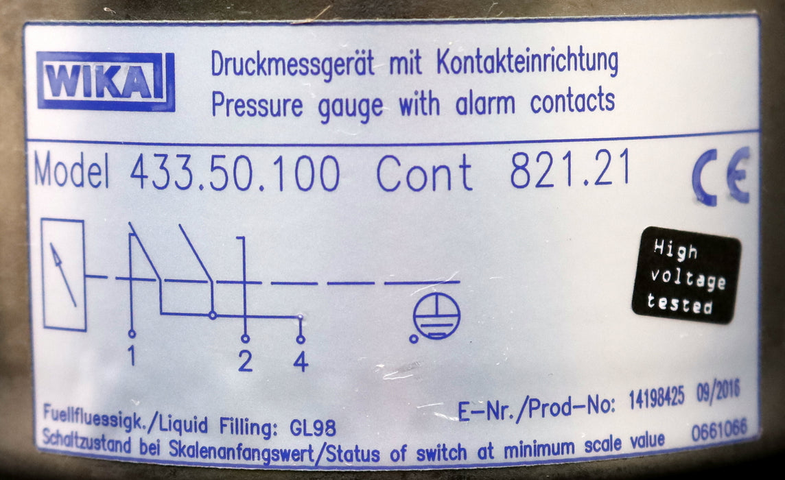 Bild des Artikels WIKA-Plattenfedermanometer-Model-433.50.100-Cont-821.21-Pro-No:-14198425-0-5bar