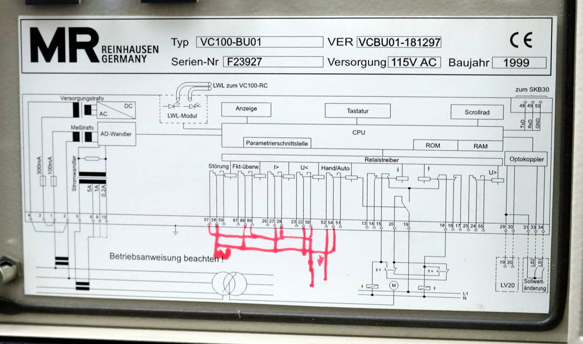 Bild des Artikels MR-MASCHINENFABRIK-REINHAUSEN-VC-100-BU-Spannungsregler-VER:-VCBU01-181297