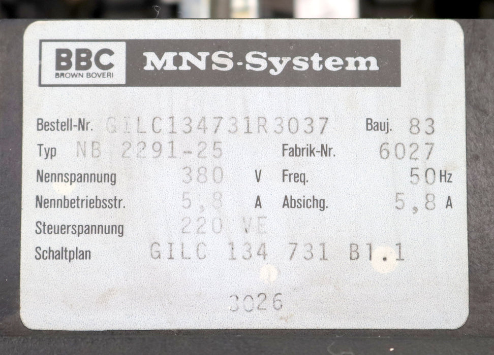 Bild des Artikels BBC-/-ABB-MNS-System-Einschubelement-Typ-NB2291-25-GILC-134731-Bl.1-50Hz-380V