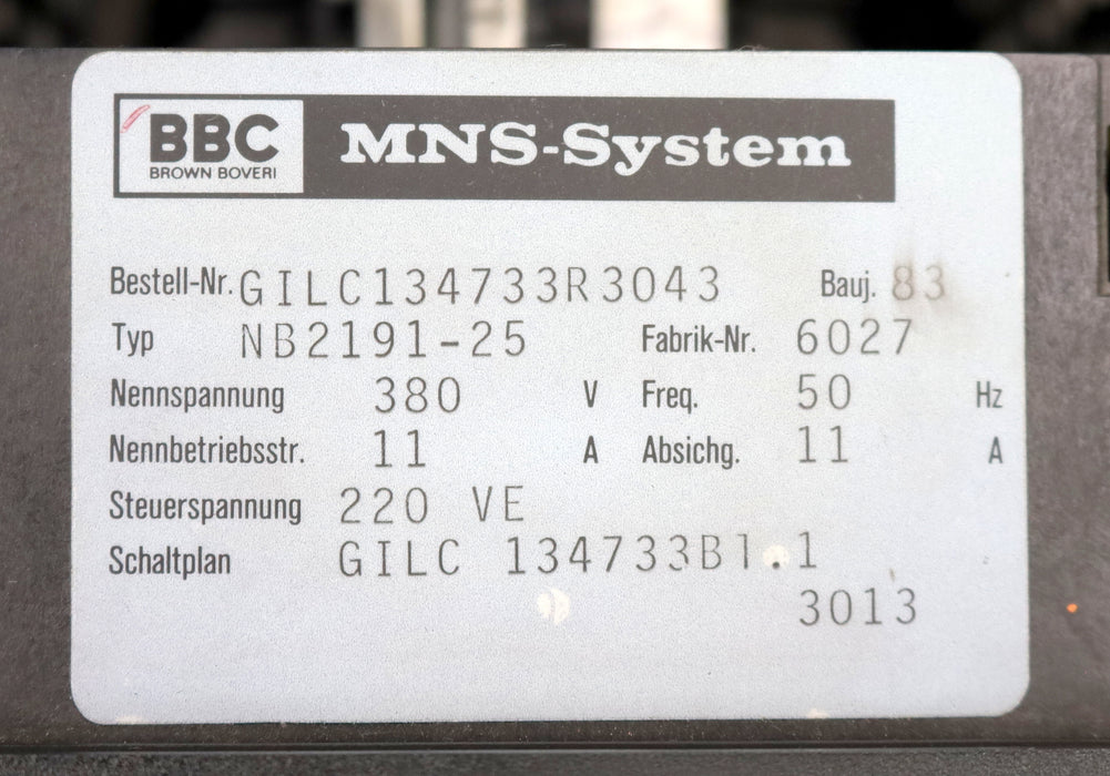 Bild des Artikels BBC-/-ABB-MNS-System-Einschubelement-Typ-NB2191-25-GILC-134733-Bl.1-50Hz-380V