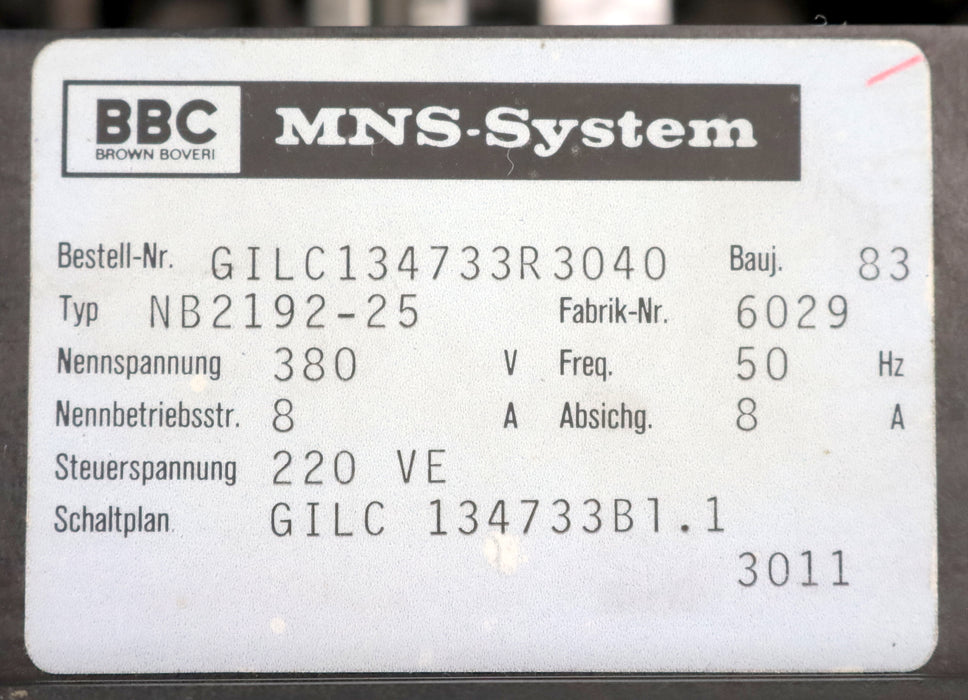 Bild des Artikels BBC-/-ABB-MNS-System-Einschubelement-Typ-NB2192-25-GILC-134733-Bl.1-50Hz-380V-
