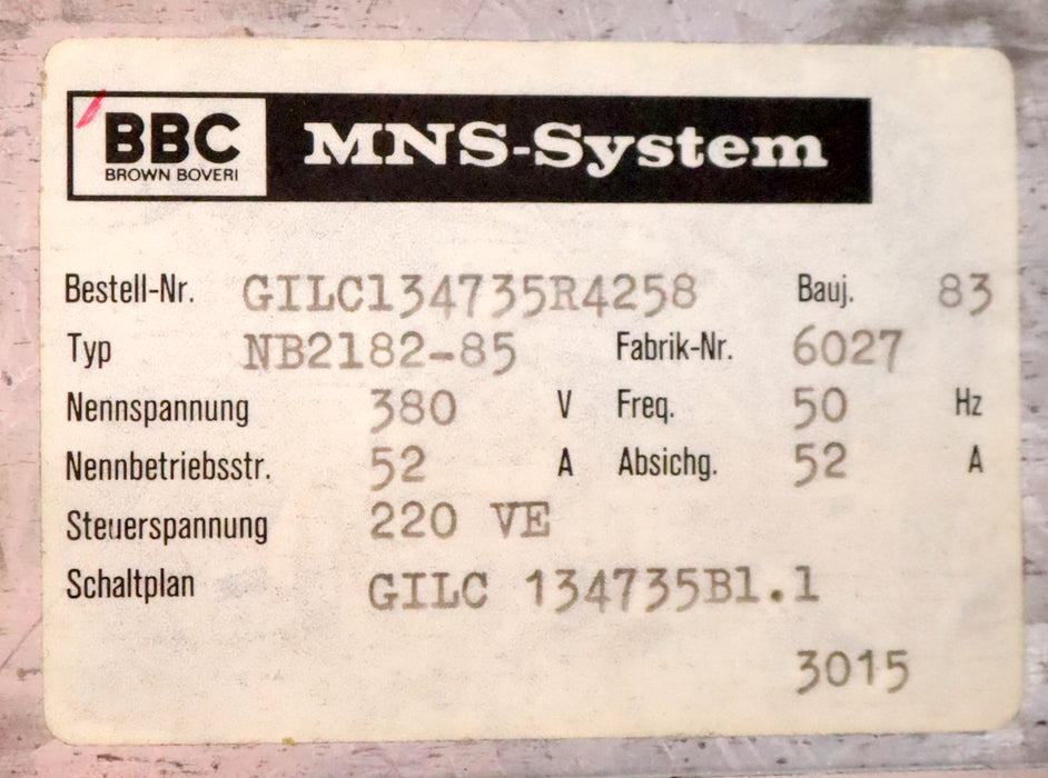 Bild des Artikels BBC-/-ABB-MNS-System-Leistungsschalter-Typ-NB2182-85-50Hz-380V-220VE-52A