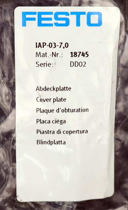 Bild des Artikels FESTO-2x-Abdeckplatte-IAP-03-7,0-Art.Nr.-18745-unbenutzt-in-OVP-