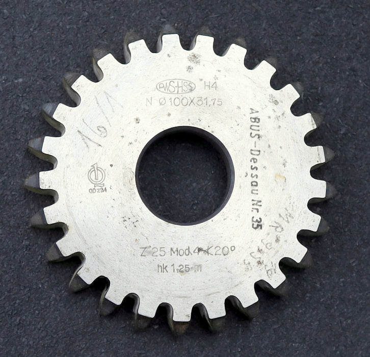 Bild des Artikels PWS-Scheibenschneidrad-gear-shaper-m=4mm-EGW-20°-Z=25-Hk=1,25m-Ø110x17xØ1-1/4"