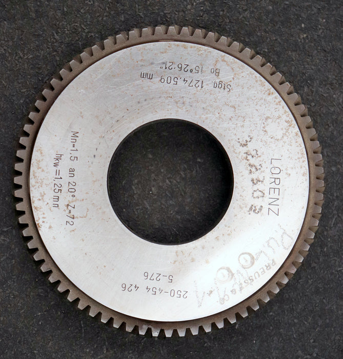 Bild des Artikels LORENZ-Scheibenschneidrad-mit-Treppenschliff-m=-1,5mm-EGW-20°-Z=-72-ß-15°26'21"