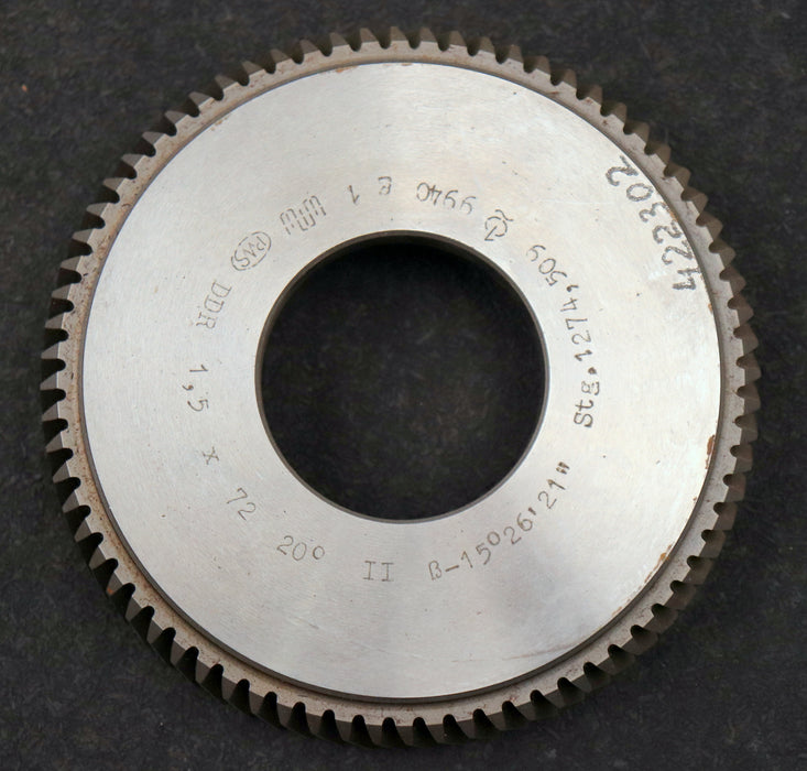 Bild des Artikels PWS-Scheibenschneidrad-mit-Treppenschliff-m=-1,5mm-EGW-20°-Z=-72-Ø117x23xØ1-3/4"