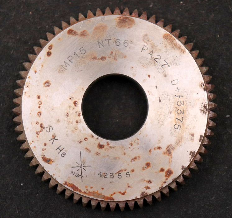 Bild des Artikels NST-Scheibenschneidrad-gear-shaper-m=-1,5mm-27°-EGW-Z=-66-Ø102x16xØ1-1/4"