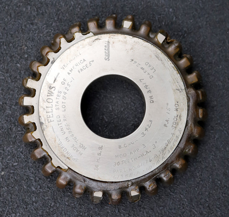 Bild des Artikels FELLOWS-Scheibenschneidrad-gear-shaper-m=-3mm-EGW-15°-Z=-30-ß=-H.A.=-3°-HSS