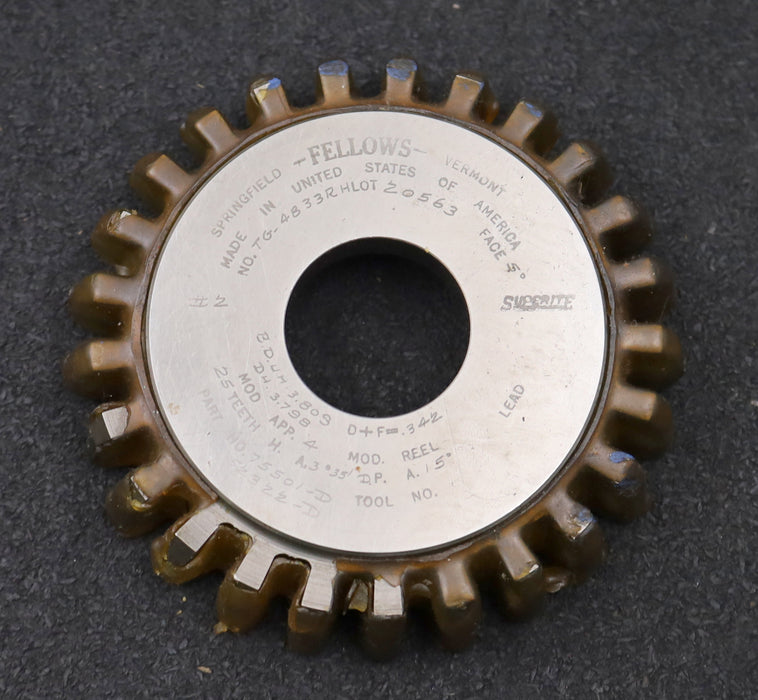Bild des Artikels FELLOWS-Scheibenschneidrad-gear-shaper-m=-4mm-EGW-15°-Z=-25-Ø108x22xØ1-1/4"