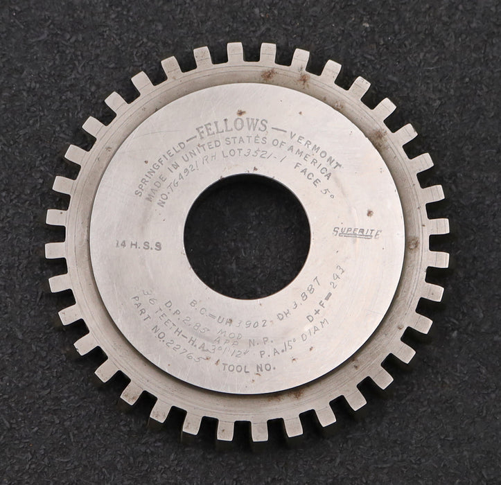 Bild des Artikels FELLOWS-Scheibenschneidrad-gear-shaper-m=-2,85mm-EGW-15°-Z=-36-ß=-H.A.=-3°1'12"