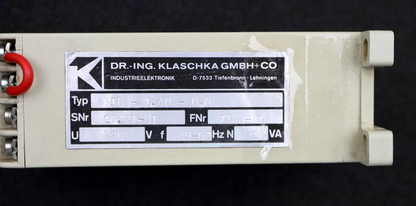 Bild des Artikels KLASCHKA-Relais-für-Gleichstrom-GIB-1,40-0,6-220VAC-45-62Hz-N-2-VA-gebraucht