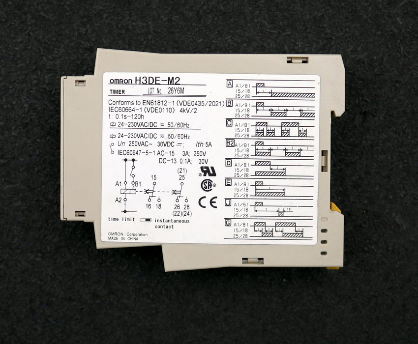 Bild des Artikels OMRON-Zeitrelais-H3DE-M2-LOT-No.-26Y6M-0,1s-120h-24-230VAC/DC-50/60Hz-gebraucht