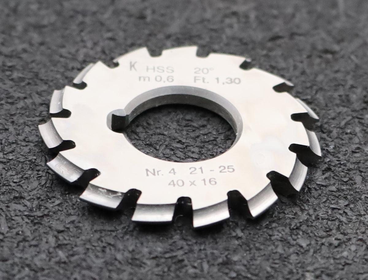 DOLD Zahnformfräser M=0,6 – Nr.4 Für Z=21-25, EGW 20°, Ø40x16 Mm, Made In Germany