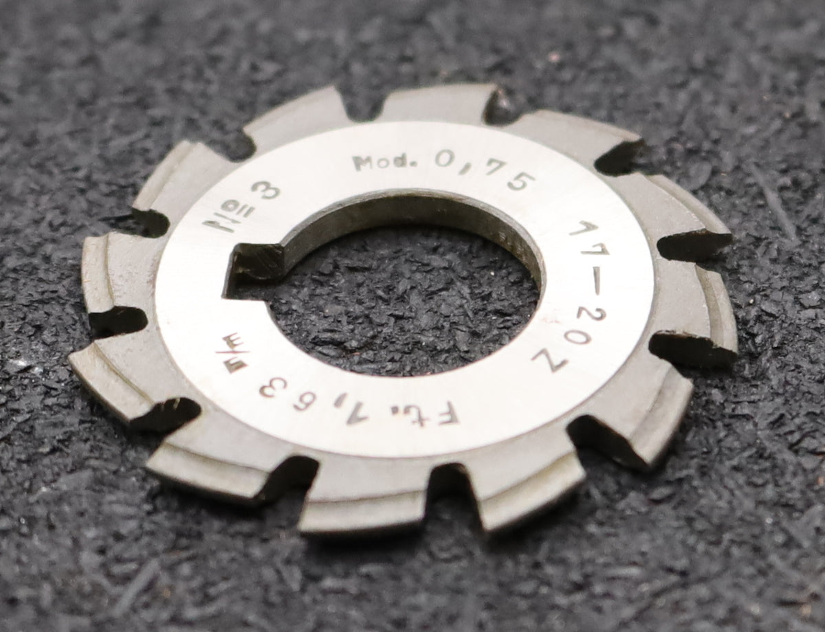 DOLD Zahnformfräser m= 0,75mm No. 3 für Z= 17-20 EGW 15° gear profile ...