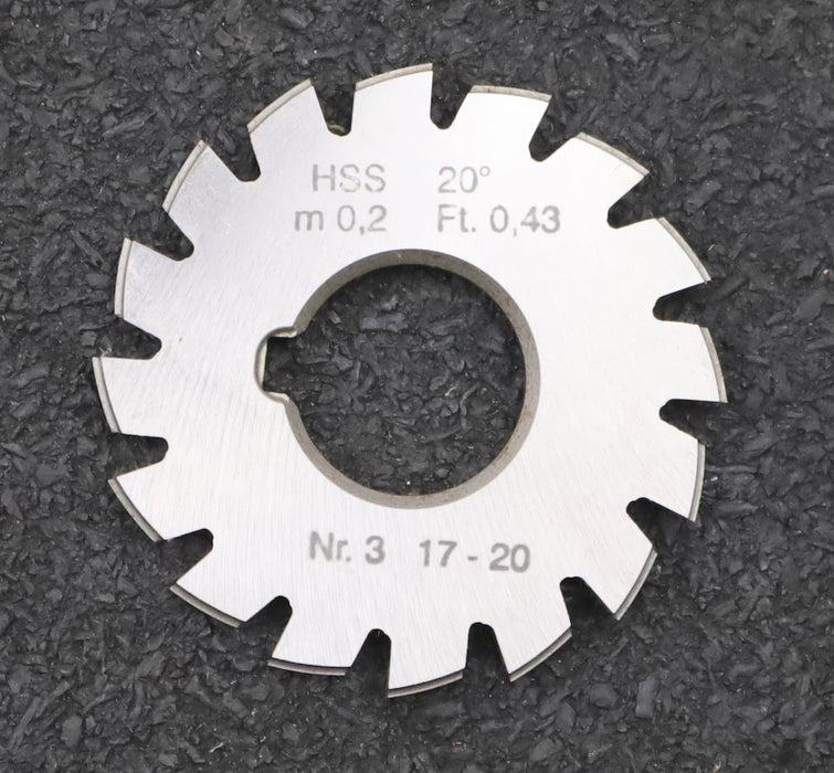 Bild des Artikels DOLD-Zahnformfräser-m=-0,2mm-No.-3-für-Z=-17-20-EGW-20°-gear-profile-cutter