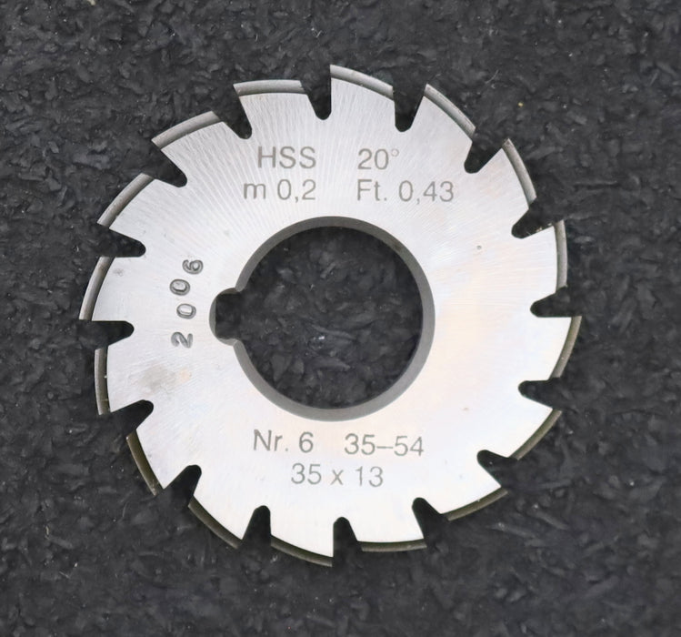 Bild des Artikels DOLD-Zahnformfräser-m=-0,2mm-No.-6-für-Z=-35-54-EGW-20°-gear-profile-cutter