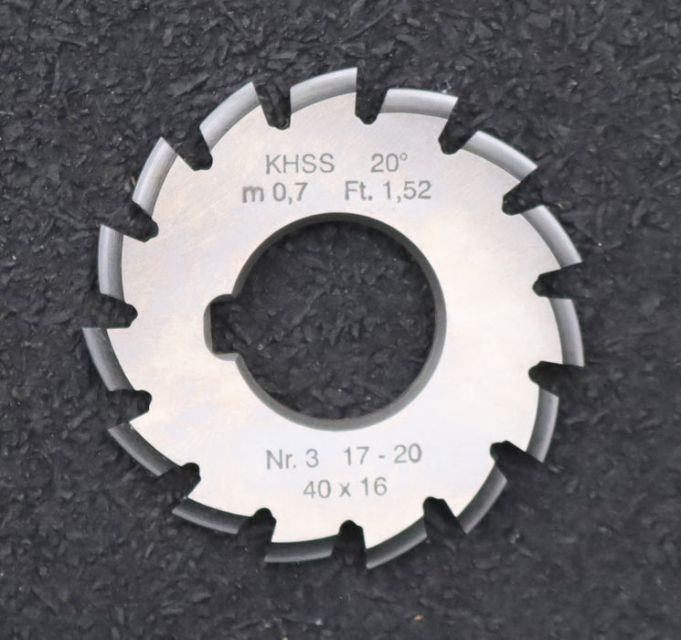 Bild des Artikels DOLD-Zahnformfräser-m=-0,7mm-No.-3-für-Z=-17-20-EGW-20°-gear-profile-cutter