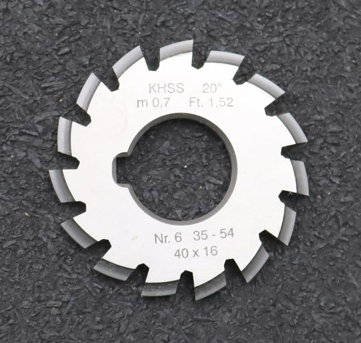 Bild des Artikels DOLD-Zahnformfräser-m=-0,7mm-No.-6-für-Z=-35-54-EGW-20°-gear-profile-cutter