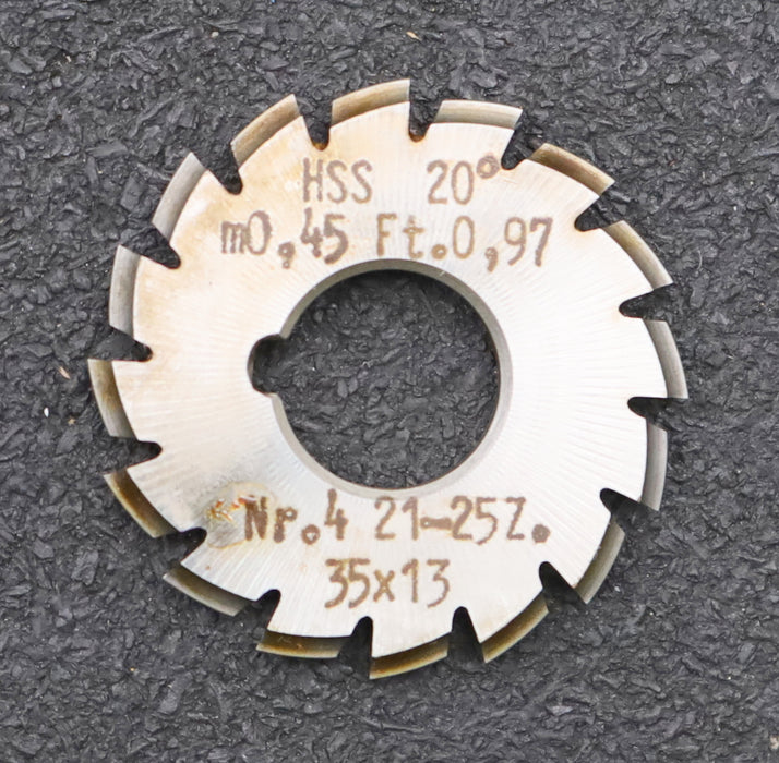 Bild des Artikels DOLD-Zahnformfräser-m=-0,45mm-No.-4-für-Z=-21-25-EGW-20°-gear-profile-cutter