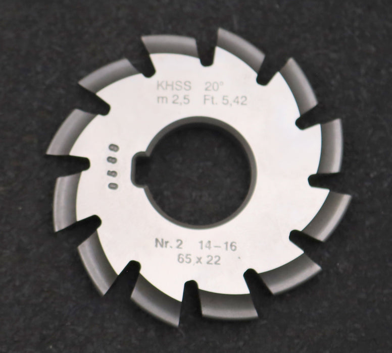 Bild des Artikels DOLD-Zahnformfräser-m=-2,5mm-No.-2-für-Z=-14-16-EGW-20°-gear-profile-cutter