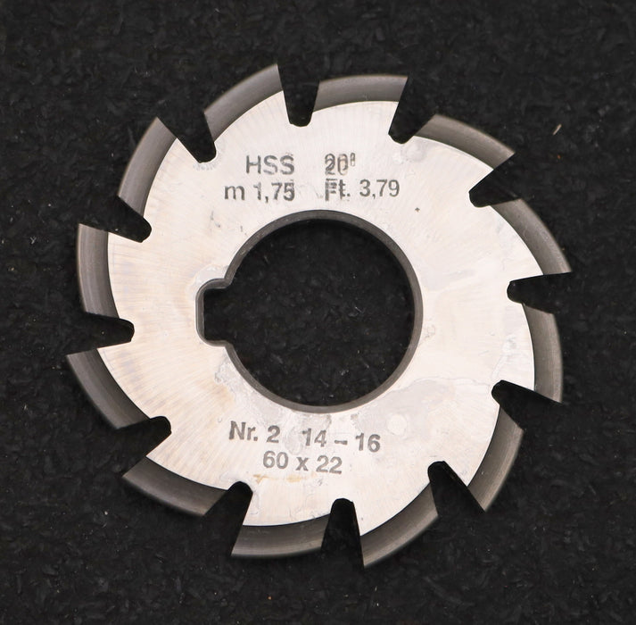 Bild des Artikels DOLD-Zahnformfräser-m=-1,75mm-No.-2-für-Z=-14-16-EGW-20°-gear-profile-cutter