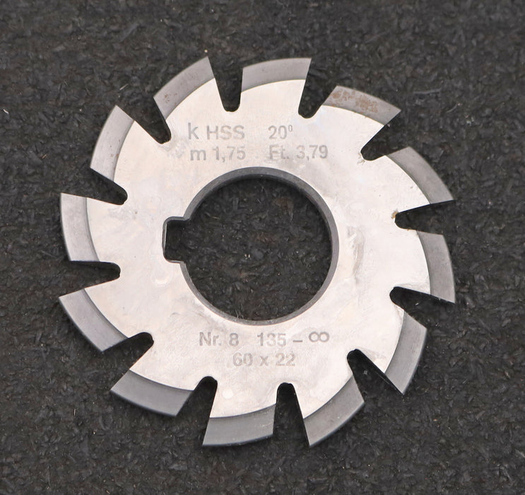 Bild des Artikels DOLD-Zahnformfräser-m=-1,75mm-No.-8-für-Z=-135-00-EGW-20°-gear-profile-cutter
