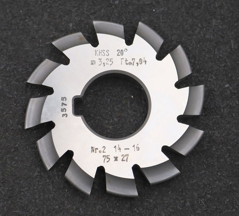 Bild des Artikels DOLD-Zahnformfräser-m=-3,25mm-No.-2-für-Z=-14-16-EGW-20°-gear-profile-cutter