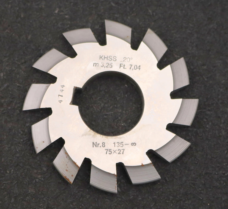 Bild des Artikels DOLD-Zahnformfräser-m=-3,25mm-No.-8-für-Z=-135-00-EGW-20°-gear-profile-cutter
