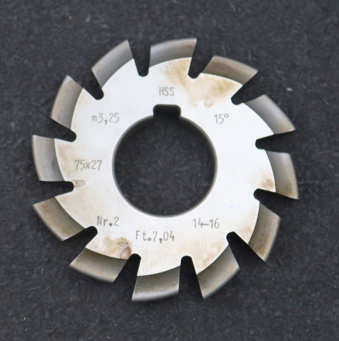 Bild des Artikels DOLD-Zahnformfräser-m=-3,25mm-No.-2-für-Z=-14-16-EGW-15°-gear-profile-cutter