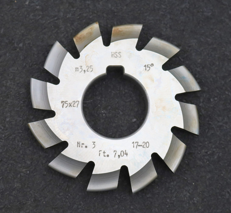 Bild des Artikels DOLD-Zahnformfräser-m=-3,25mm-No.-3-für-Z=-17-20-EGW-15°-gear-profile-cutter