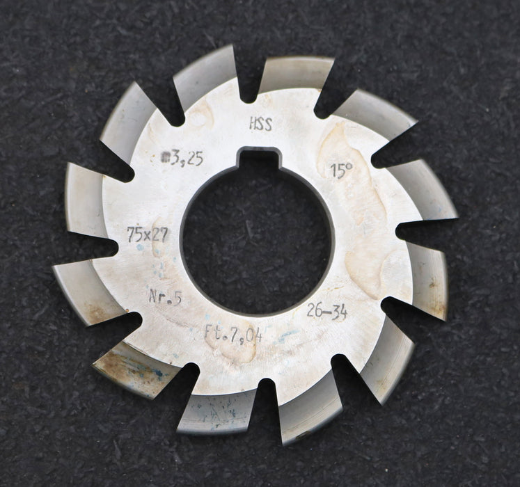 Bild des Artikels DOLD-Zahnformfräser-m=-3,25mm-No.-5-für-Z=-26-34-EGW-15°-gear-profile-cutter