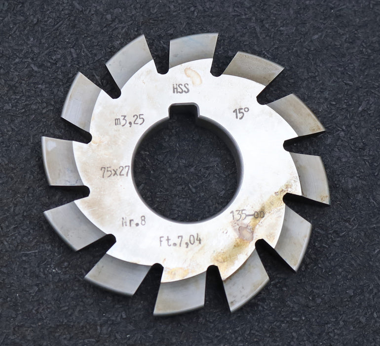 Bild des Artikels DOLD-Zahnformfräser-m=-3,25mm-No.-8-für-Z=-135-00-EGW-15°-gear-profile-cutter