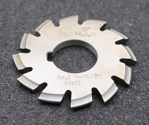 Bild des Artikels DOLD-Zahnformfräser-m=-1,5mm-No.-2-für-Z=-14-16-EGW-15°-gear-profile-cutter
