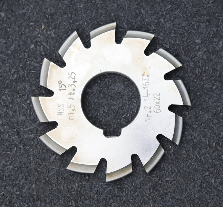 Bild des Artikels DOLD-Zahnformfräser-m=-1,5mm-No.-2-für-Z=-14-16-EGW-15°-gear-profile-cutter