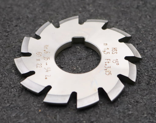 Bild des Artikels DOLD-Zahnformfräser-m=-1,5mm-No.-6-für-Z=-35-54-EGW-15°-gear-profile-cutter
