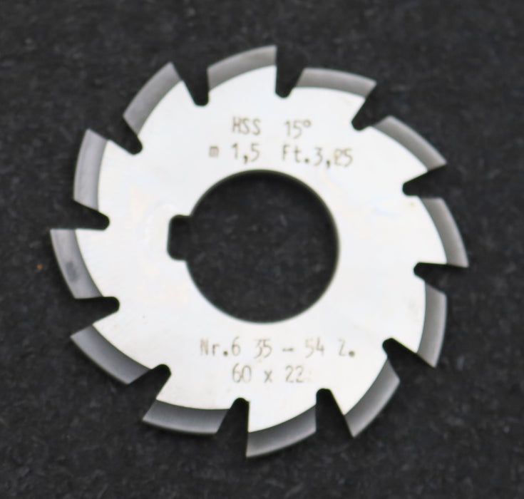 Bild des Artikels DOLD-Zahnformfräser-m=-1,5mm-No.-6-für-Z=-35-54-EGW-15°-gear-profile-cutter