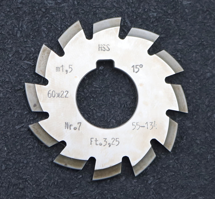 Bild des Artikels DOLD-Zahnformfräser-m=-1,5mm-No.-7-für-Z=-55-134-EGW-15°-gear-profile-cutter