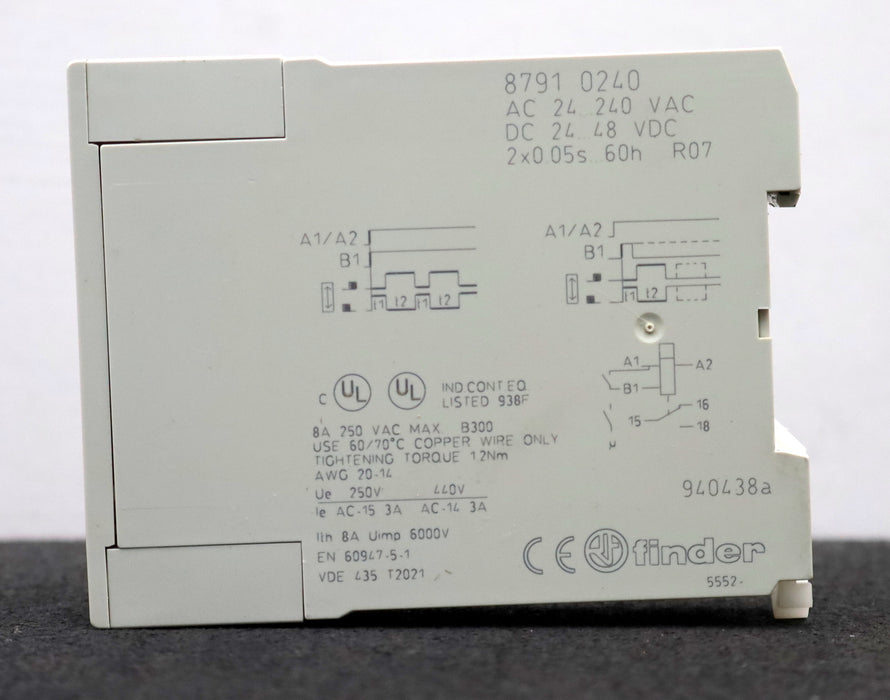 Bild des Artikels FINDER-Zeitrelais-Type-879-0240-24…240VAC-24…48VDC-2x0,05s…60H-8A-gebraucht