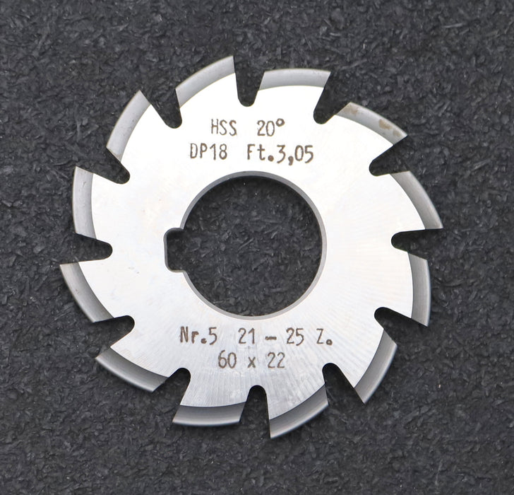 Bild des Artikels DOLD-Zahnformfräser-gear-profile-cutter-DP-18-No.-5--Z=-21-25-EGW-20°Ø60x22mm