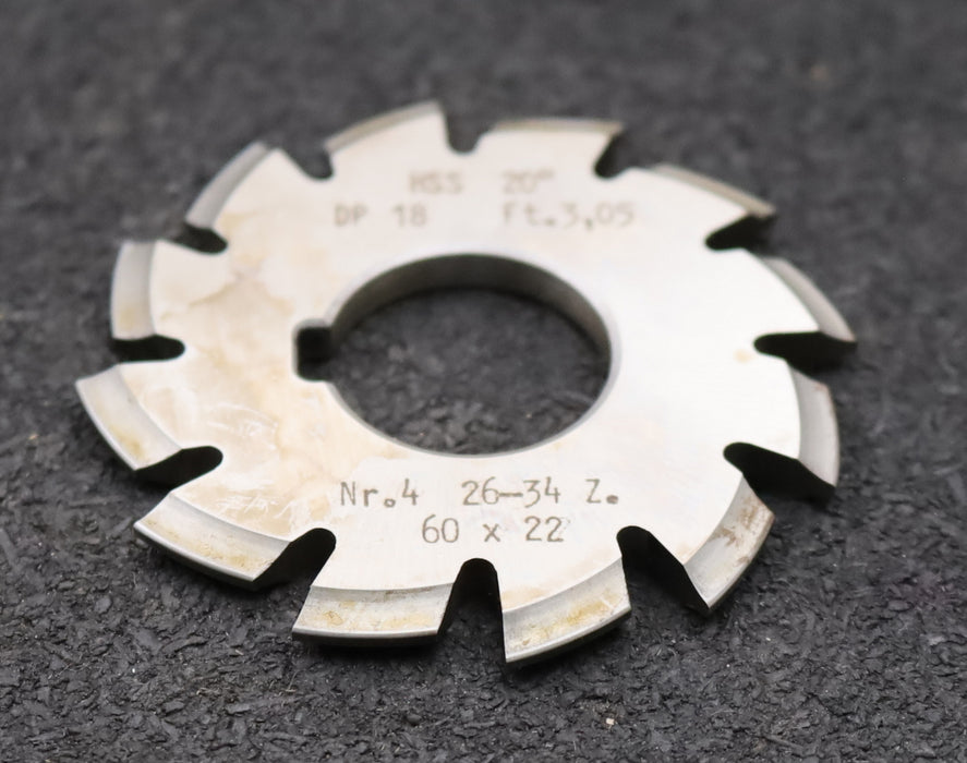 Bild des Artikels DOLD-Zahnformfräser-gear-profile-cutter-DP-18-No.-4--Z=-26-34-EGW-20°Ø60x22mm
