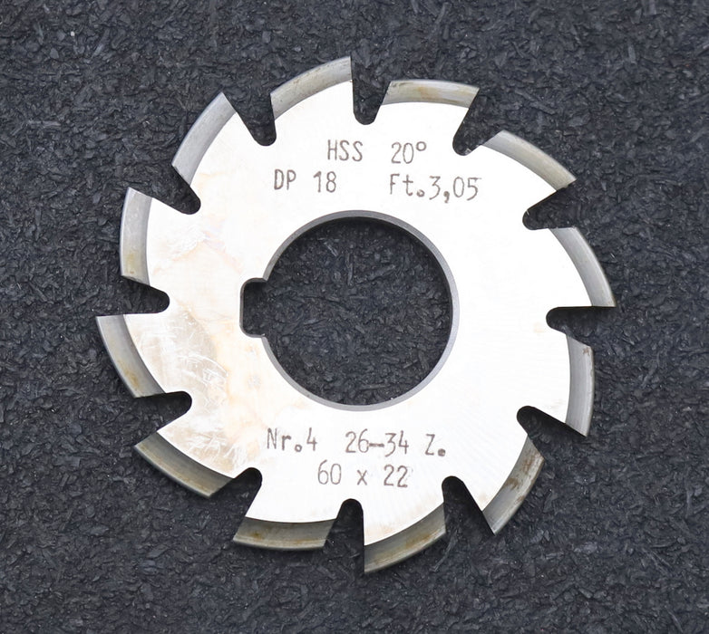 Bild des Artikels DOLD-Zahnformfräser-gear-profile-cutter-DP-18-No.-4--Z=-26-34-EGW-20°Ø60x22mm