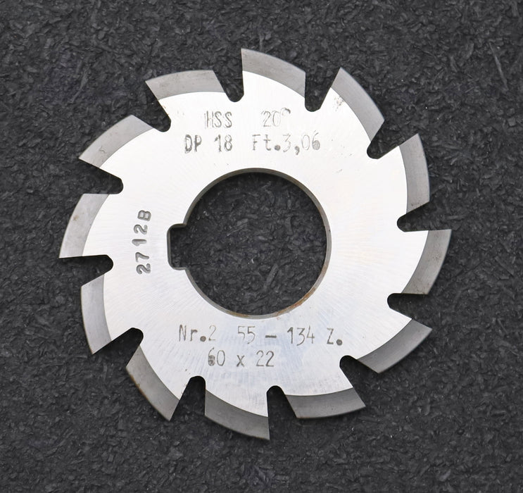 Bild des Artikels DOLD-Zahnformfräser-gear-profile-cutter-DP-18-No.-2--Z=-55-134-EGW-20°Ø60x22mm