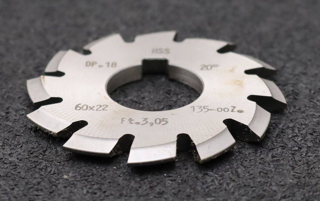 Bild des Artikels DOLD-Zahnformfräser-gear-profile-cutter-DP-18-No.-1--Z=-135-00-EGW-20°Ø60x22mm